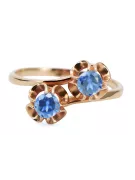Originál Vintage 14K Produkt s Pink Gold Aquamarine Ring Vintage šperky VRC266